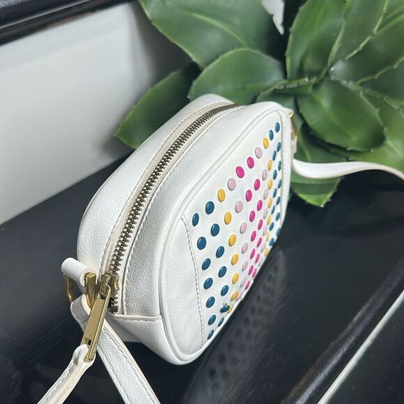 Fossil genuine leather like new crossbody shoulder handbag purse colorful dots - Picture 7 of 10